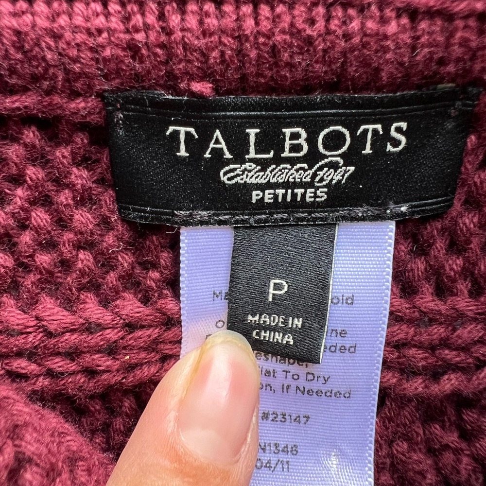 Talbots Cable Knit Cardigan Sweater Sz P - Picture 6 of 9